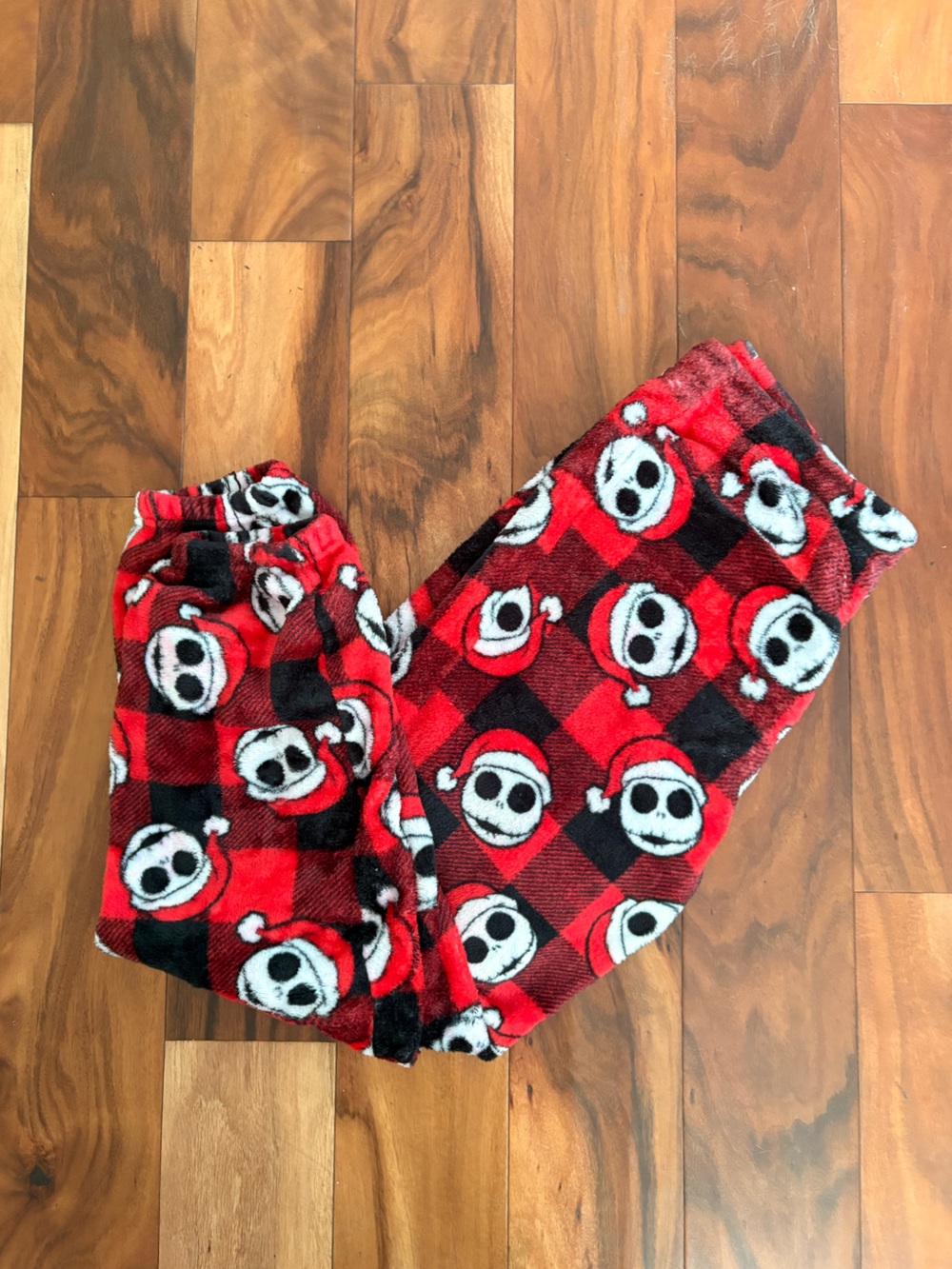 Women or Kids Red & Black Plaid Pajama Pants with Holiday Skull Print